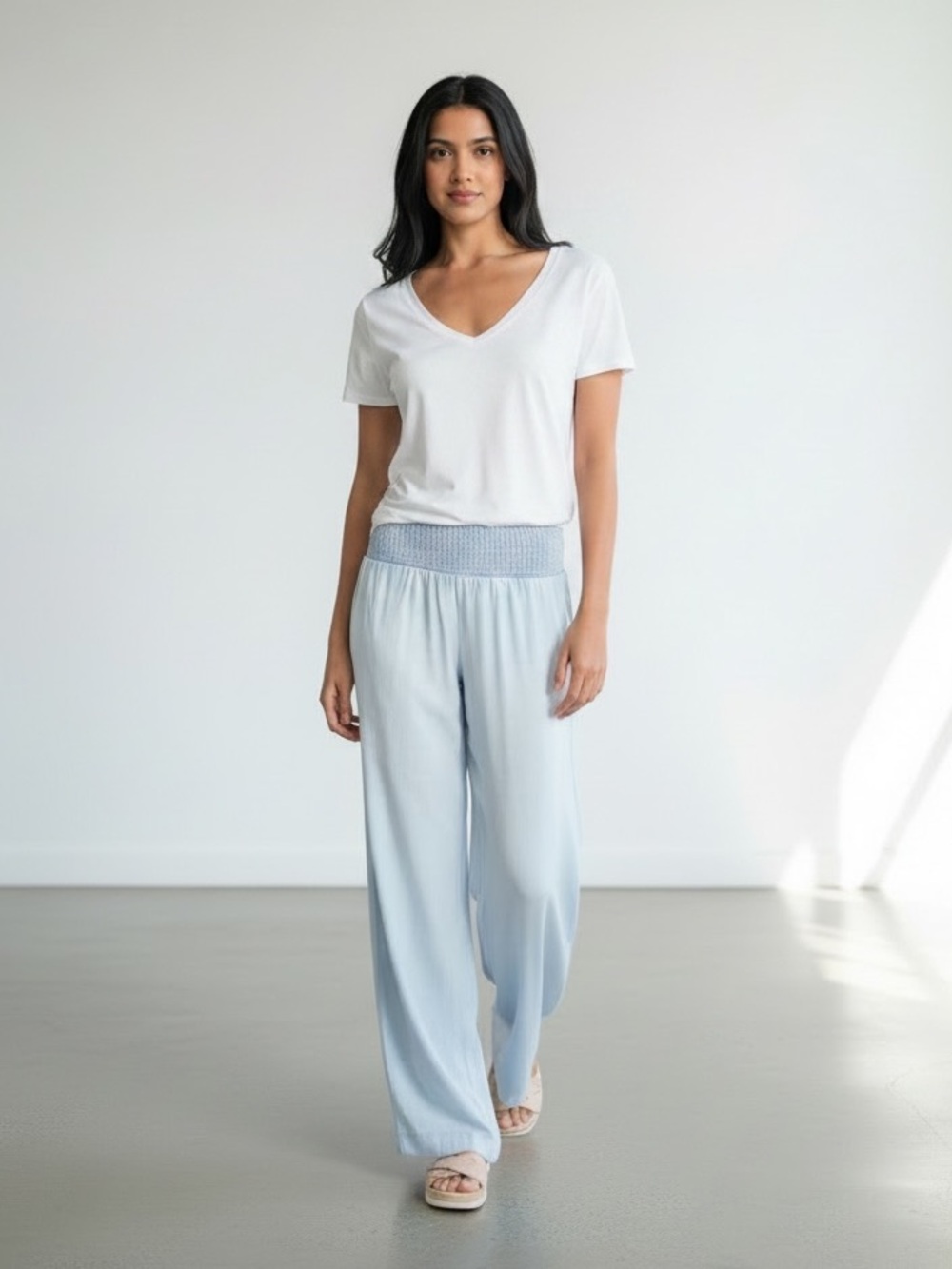 cloth & stone Light Blue Wide Leg Pants